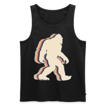 Bigfoot Sasquatch Yeti Retro Line Art - Men's Premium Organic Tank Top - black - Front - AI Model Male 178 light (178cm)