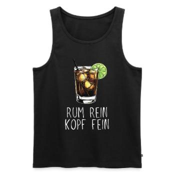 Rum rein Kopf fein - Saufspruch Longdrink und Lime - Männer Premium Bio Tank Top - Schwarz - Vorne - Michal (187cm)