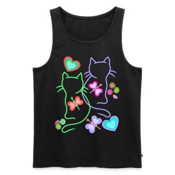 Spring Summer Retro Cats Cat Kids 80s - Men's Premium Organic Tank Top - black - Front - AI Model Male 178 light (178cm)