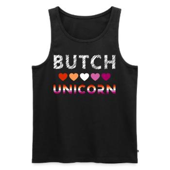 Butch Unicorn Lesbian Pride Statement - Männer Premium Bio Tank Top - Schwarz - Vorne - Michal (187cm)