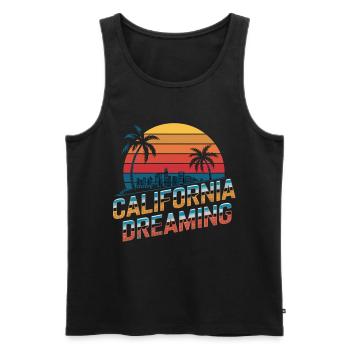 Californie Rêver Coucher de soleil Palmiers Horizon - Débardeur bio Premium Homme - noir - Devant - Michal (187cm)