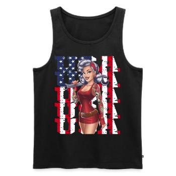Style pin-up rétro américain avec drapeau américain et - Débardeur bio Premium Homme - noir - Devant - Michal (187cm)