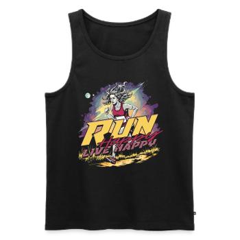 Marathon Marathonläufer Run Happy Live Happy - Männer Premium Bio Tank Top - Schwarz - Vorne - Michal (187cm)