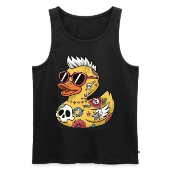 canard en caoutchouc canard punk métal lourd animal oiseau - Débardeur bio Premium Homme - noir - Devant - AI Model Male 178 light (178cm)