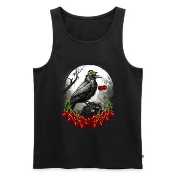 Sommerzeit Kirschen Kirsche Raben Rabe Krähe - Männer Premium Bio Tank Top - Schwarz - Vorne - Michal (187cm)