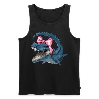 Coquette Bogen Mosasaurus Dinosaurier Mädchen Mama - Männer Premium Bio Tank Top - Schwarz - Vorne - AI Model Male 178 light (178cm)