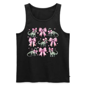 Coquette Bogen Brontosaurus Dinosaurier Mädchen - Männer Premium Bio Tank Top - Schwarz - Vorne - AI Model Male 178 light (178cm)