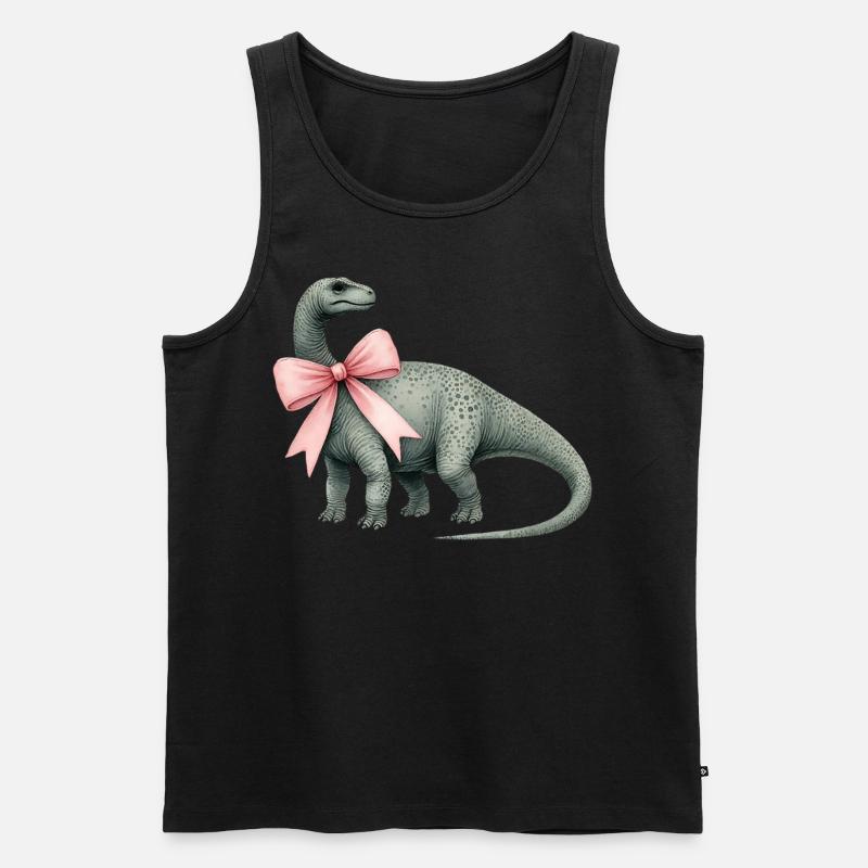 Coquette Bogen Brontosaurus Dinosaurier Mädchen - Männer Premium Bio Tank Top - Schwarz