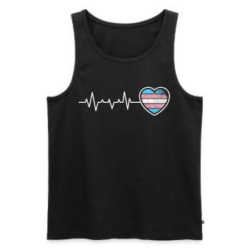 Heartbeat Transgenre Vintage LGBTQ+ Drapeau Pride - Débardeur bio Premium Homme - noir - Devant - Michal (187cm)