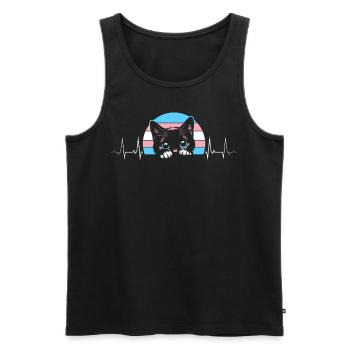 battement de cœur chat curieux fierté transgenre - Débardeur bio Premium Homme - noir - Devant - Michal (187cm)