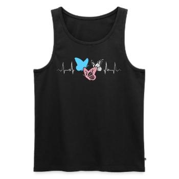 Transgender Pride Flagge Herzschlag Schmetterlinge - Männer Premium Bio Tank Top - Schwarz - Vorne - Michal (187cm)