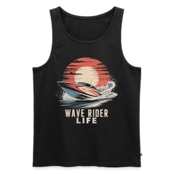La vie du surfeur de vagues - Débardeur bio Premium Homme - noir - Devant - Michal (187cm)