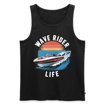 Bootfahren Freiheit Shirt - Männer Premium Bio Tank Top - Schwarz - Vorne - AI Model Male 178 light (178cm)