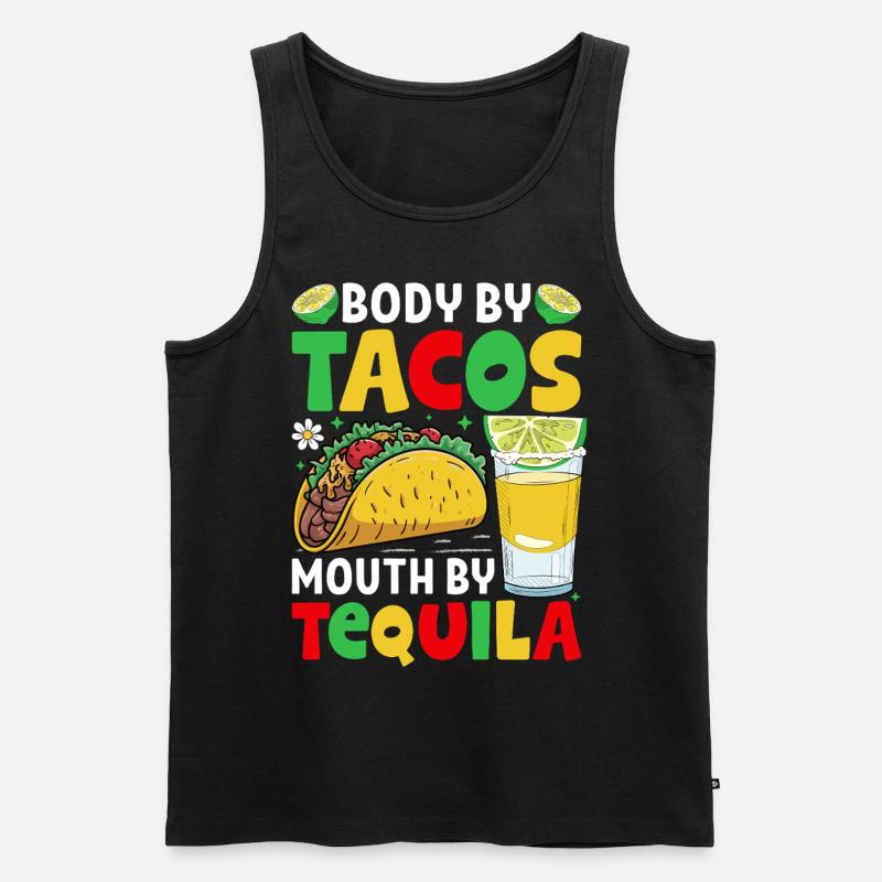 Tacos Tequila - Männer Premium Bio Tank Top - Schwarz
