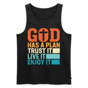 God Has A Plan Trust It Love It Enjoy It - Männer Premium Bio Tank Top - Schwarz - Vorne - Michal (187cm)