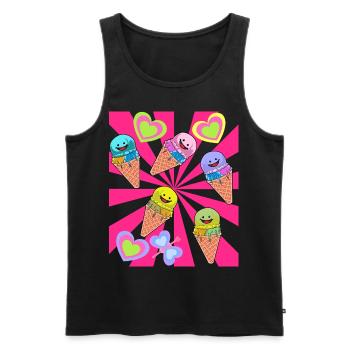 Sommer Eis Eiskrem Waffel Retro Vintage 80er 90er - Männer Premium Bio Tank Top - Schwarz - Vorne - AI Model Male 178 light (178cm)