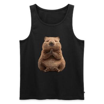 Relaxed Meditating Wombat In Yoga Pose - Men's Premium Organic Tank Top - black - Front - AI Model Male 178 light (178cm)