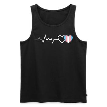 Battement de cœur Transgenre Amour Fierté LGBTQ+ - Débardeur bio Premium Homme - noir - Devant - Michal (187cm)