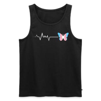 Herzschlag Schmetterling Transgender Pride Flagge - Männer Premium Bio Tank Top - Schwarz - Vorne - Michal (187cm)