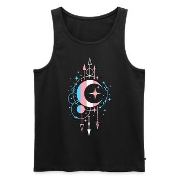 Transgender Mond und Sterne himmlisches Design - Männer Premium Bio Tank Top - Schwarz - Vorne - Michal (187cm)