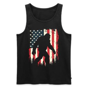 Bigfoot Patriot Sasquatch USA Flag America - Men's Premium Organic Tank Top - black - Front - Michal (187cm)