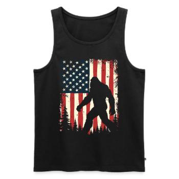 Bigfoot Patriot Sasquatch USA Flag America - Men's Premium Organic Tank Top - black - Front - Michal (187cm)