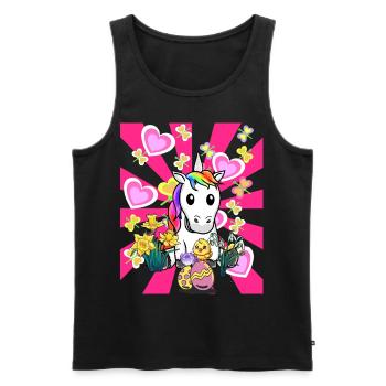 Ostern Einhorn Einhörner Küken Ostereier Retro - Männer Premium Bio Tank Top - Schwarz - Vorne - Michal (187cm)