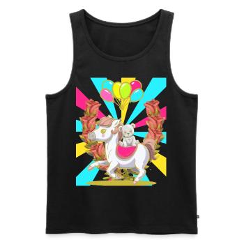 Kids Retro Birthday Horse Teddy Balloons - Men's Premium Organic Tank Top - black - Front - Michal (187cm)