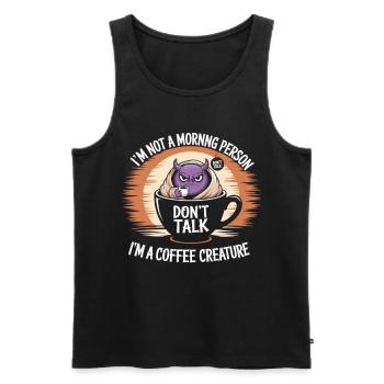 Don't talk before coffee - Men's Premium Organic Tank Top - black - Front - AI Model Male 178 light (178cm)