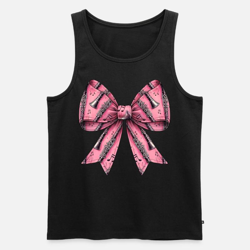 Coquette Bogen Klarinette Mädchen Muster - Männer Premium Bio Tank Top - Schwarz