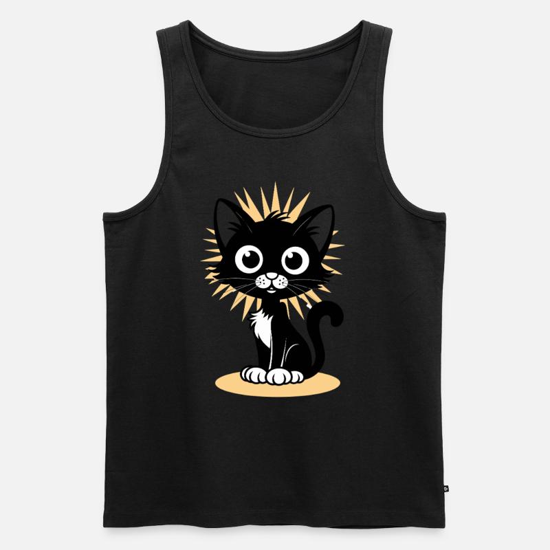 Charmante Schwarze Katze Mit Strahlendem - Männer Premium Bio Tank Top - Schwarz
