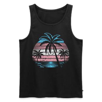 Palmenstrand Im Sonnenuntergang Transgender Farben - Männer Premium Bio Tank Top - Schwarz - Vorne - Michal (187cm)