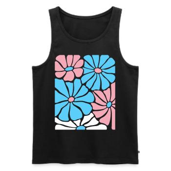 Fleurs transgenres dans la fierté Couleurs Rose Bleu Blanc - Débardeur bio Premium Homme - noir - Devant - Michal (187cm)