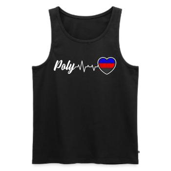 Poly Herzschlag Liebe in Polyamorie Farben - Männer Premium Bio Tank Top - Schwarz - Vorne - Michal (187cm)
