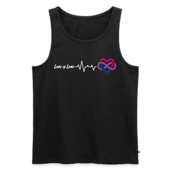 Love is Love Heartbeat Infinity en Bi Colours - Débardeur bio Premium Homme - noir - Devant - Michal (187cm)