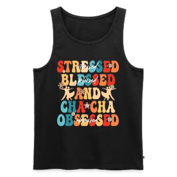 ChaCha Tanz Cha Cha Obsessed - Männer Premium Bio Tank Top - Schwarz - Vorne - AI Model Male 178 light (178cm)