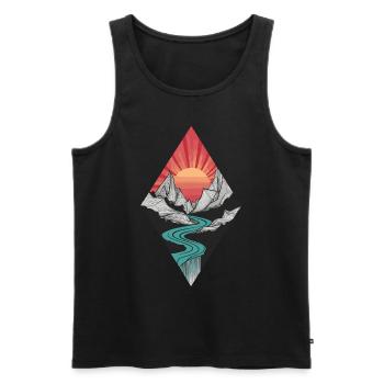 Abstract mountain landscape with sunrise - Men's Premium Organic Tank Top - black - Front - AI Model Male 178 light (178cm)