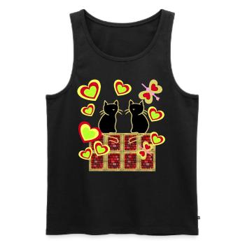 Retro Katzen Katzenfamilie Katze Kinder - Männer Premium Bio Tank Top - Schwarz - Vorne - AI Model Male 178 light (178cm)