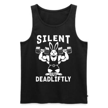 Silent But Deadliftly Funny Rabbit Weightlifting F - Männer Premium Bio Tank Top - Schwarz - Vorne - Michal (187cm)