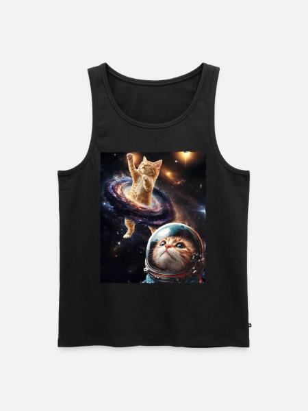 Söt, Katt, Meme, Yttre rymden, Galaxen, Rymden, Astrologi - Ekologisk premium tanktopp herr - svart