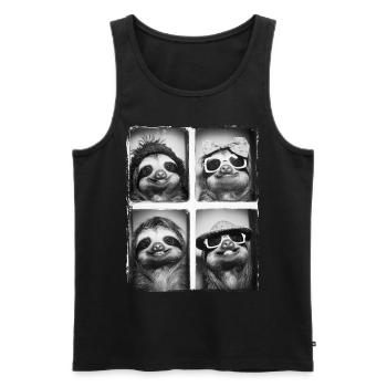 Lustiges süßes Retro-Faultier-Tier-Fotoboot-Selfie - Männer Premium Bio Tank Top - Schwarz - Vorne - AI Model Male 178 light (178cm)