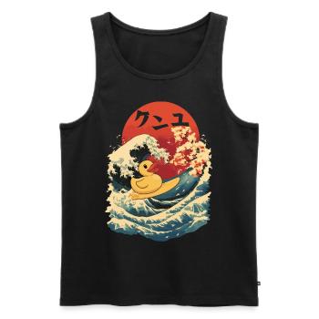 Rubber Duck Animal Japanese Surfing Beach Red Moon - Men's Premium Organic Tank Top - black - Front - AI Model Male 178 light (178cm)