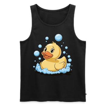 Rubber Duck Bathing Bubbles Water Bird Animal - Men's Premium Organic Tank Top - black - Front - Michal (187cm)
