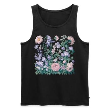 Jardinier de fleurs florales de fleurs sauvages colorées - Débardeur bio Premium Homme - noir - Devant - AI Model Male 178 light (178cm)