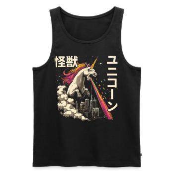 Kaiju Licorne Monstre Japonais Arc-en-ciel - Débardeur bio Premium Homme - noir - Devant - AI Model Male 178 light (178cm)