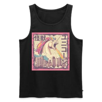 Kaiju Licorne Monstre Japonais Arc-en-ciel - Débardeur bio Premium Homme - noir - Devant - AI Model Male 178 light (178cm)