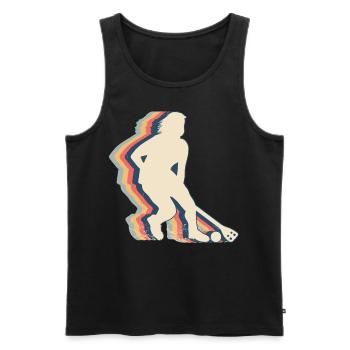Broomball Player Team Retro Line Art - Men's Premium Organic Tank Top - black - Front - AI Model Male 178 light (178cm)