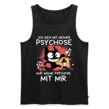 Psychose mit mir – Schwarze Katze mit Wahnsinn - Männer Premium Bio Tank Top - Schwarz - Vorne - Michal (187cm)