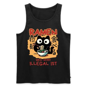 Ramen: Weil Mord illegal ist - Schwarze Katze - Männer Premium Bio Tank Top - Schwarz - Vorne - Michal (187cm)