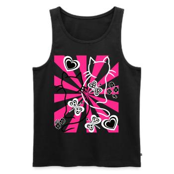 Retro Cats Cat Vintage Old School - Men's Premium Organic Tank Top - black - Front - AI Model Male 178 light (178cm)